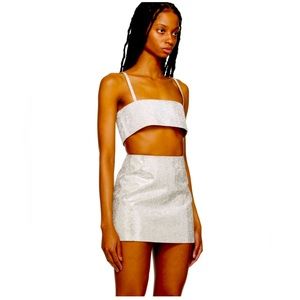 NUÉ CRYSTAL CHARLOTTE TOP - SILVER - MEDIUM